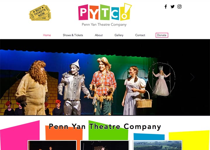 Penn Yan Theatre Company Website Design